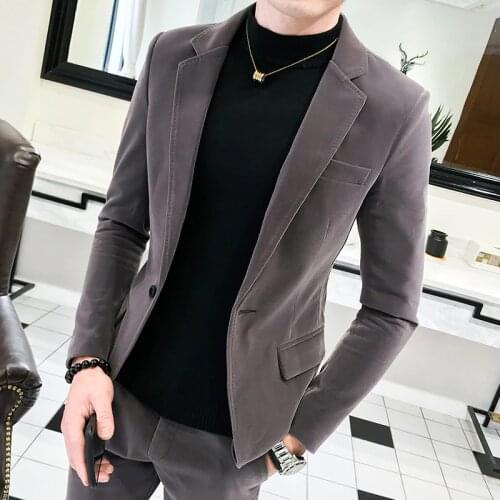 Suits Mens Luxury Wedding Suits For Mens Velvet Suits Mens Mariage Blackish Green Elegant Dress Flannel 2020 costumes 2 pcs
