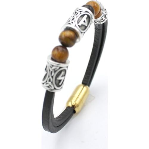 2021 new punk mens woven leather rope beads Stone Bracelet 19,21,23cm size hand decoration gift jewelry