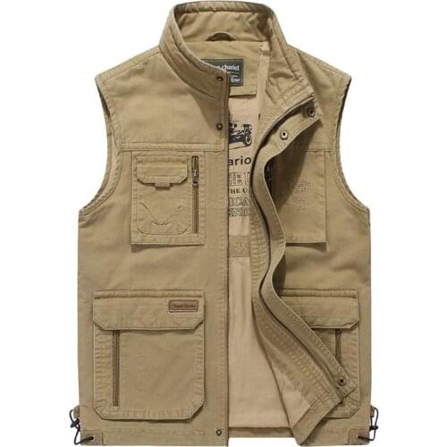 High Quality Reporter travel Vest 100% Cotton men Cargo sleeveless Jacket Multi Pockets Tactical clothing for male M-4XL, ZA562