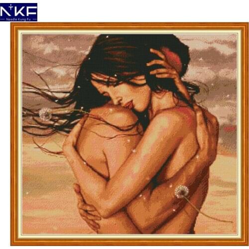 NKF Embrace Cross Stitch Set Handmade Craft Needlework Cross-Stitch Embroidery Kit Cross Stitch for Home Decor