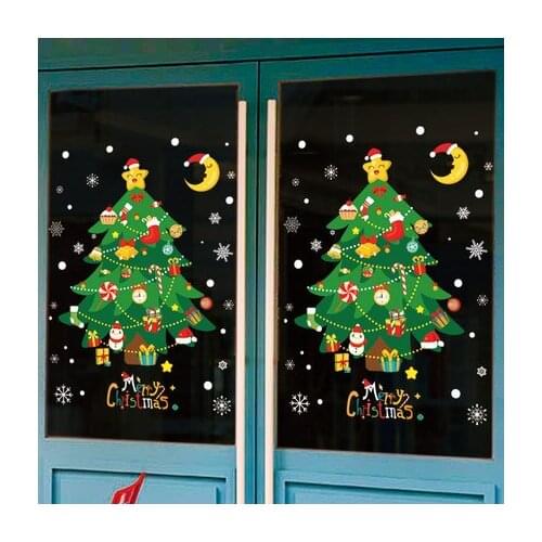 Wall Sticker Christmas Tree Decor Shop Glass Door Window Picture Christmas Decoration For Home Mural Multi-set Collage Better