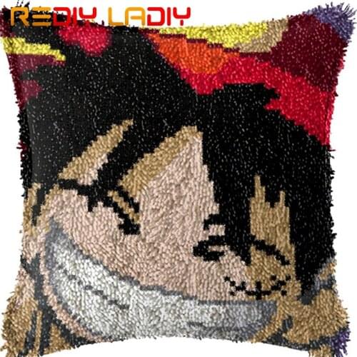 Latch Hook Cushion King of Pirate Printed Canvas Cushion Cover Acrylic Yarn Crochet Pillow Case Kits Hobby & Crafts Home Decor