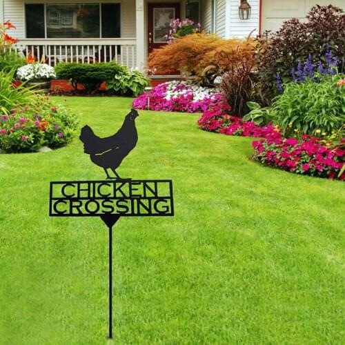 NHBR Metal Chicken Yard Sign Decor with Letters Chicken Crossing Hollow Animal Silhouette Art for Garden Decoration Outdoor