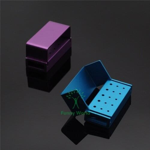 New Dentist Lab FG RA Bur Burs Holder Block Case Alumimum 2Pcs Autoclavable