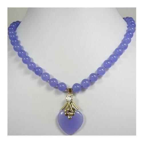 New Beautiful purple jade & heart shape jade pendant Necklace