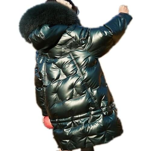 New arrival winter White duck down jacket girls big fur collar thicken warm children down outwear