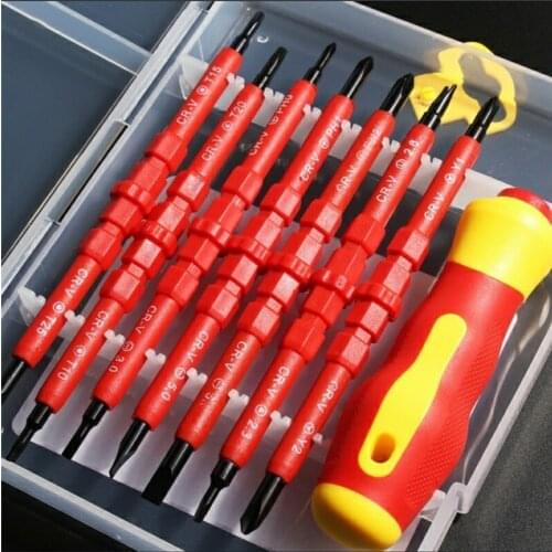 New 500V 8Pcs VDE Electricians Screwdriver Set Electrical Fully Insulated Multi Screw Double Head