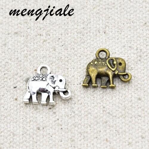 20Pcs Antique Tibetan Silver Tone Double sided Mini Elephant Charms Animal Theme 13*12mm
