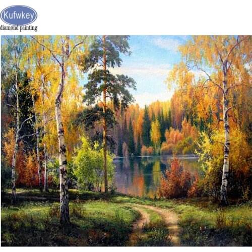 Autumn Diamond Painting Full Square/round drill Mosaic Rhinestones of Pictures 5d diy Diamond Embroidery landscape,Bedroom decor