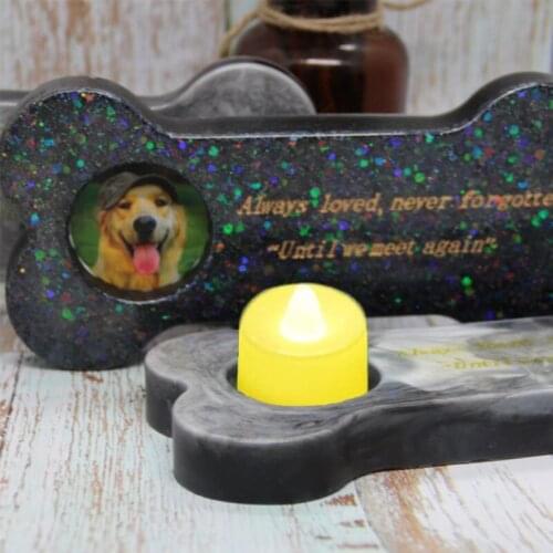Memorial Pet Bone Tombstone Resin Mold Dog Keepsake Gravestone Silicone Mould