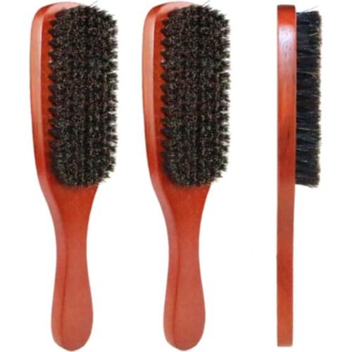 Barber Solid Wood Boar Shaving Brush Beard Massage Black Boar Bristle Hair Brush Curved Wooden Men Beard Mustache Brushes