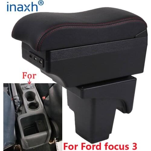 For Ford focus 3 Armrest Interior Parts special Retrofit parts For Ford Focus III Car Armrest Center Storage box with USB LED