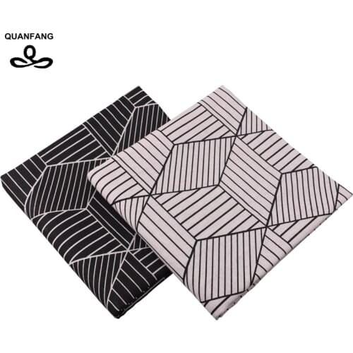 QUANFANG Geometry series Printed Cotton Linen Fabric For Patchwork Quilting Sewing DIY Sofa Table Cloth Furniture Half meter