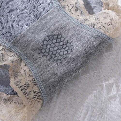 Sexy lace transparent triangle pants Japanese new yak bow pure cotton bottoms mid-waist womens panties