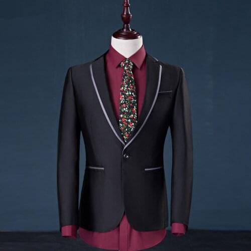 2020 Design Business New Fashion Brand Men Suits Weave Print Tuxedo Slim Fit Smoking Wedding Prom Suit Stage Wear 801