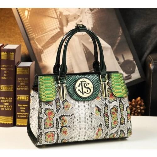 Genuine Leather Snake Pattern Womens Bag New Tote Big Bag Mother Bag Large Capacity Handbag Shoulder Messenger Bag for Women