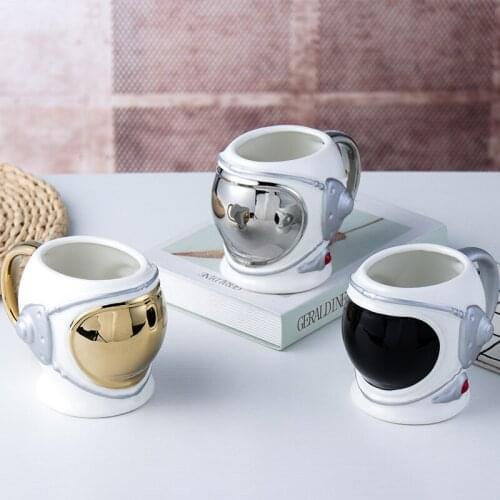 3D Astronaut Helmet Shaped Ceramic Mug Coffee Milk Breakfast Home Strange Large Capacity Cup