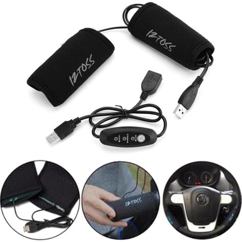 1 Pair Of Motorcycle USB Heated Grips Handlebars With Temperature Control Switches Winter Motorcycle Grip Heating Supplies