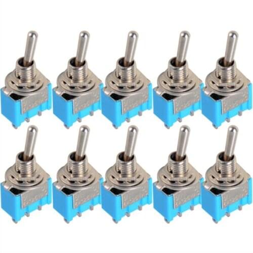 10pcs/lot Blue Mini MTS-102 3-Pin SPDT ON-ON 6A 125VAC Miniature Toggle Switches VE067