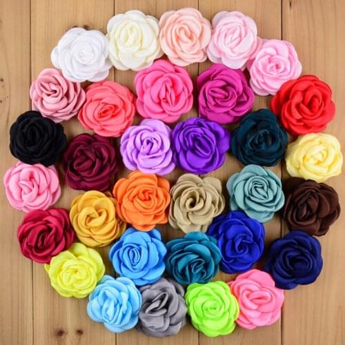 100pcs/lot 2.36'' baked satin rosette artificial flowers articial hand made apparel hair accessories DIY goods MH31
