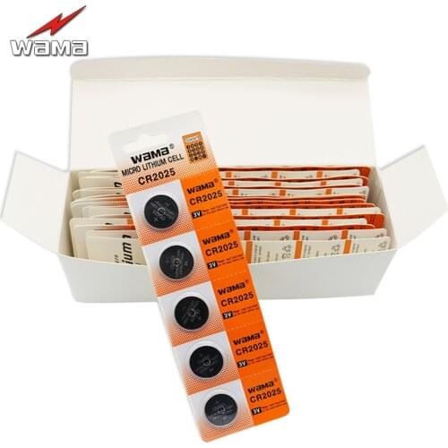 100pcs/lot Wama CR2025 Lithium 3V Batteries Button Cell BR2025 2025 DL2025 ECR2025 KCR2025 LM2025 Coin Battery Car Remote NEW