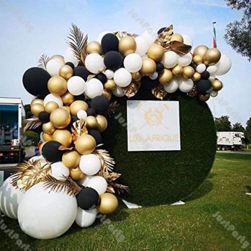 147pcs Matte Black White Balloon Garland Wedding Decoration Chrome Gold Balloon Arch Anniversary Party Baby Shower Decor
