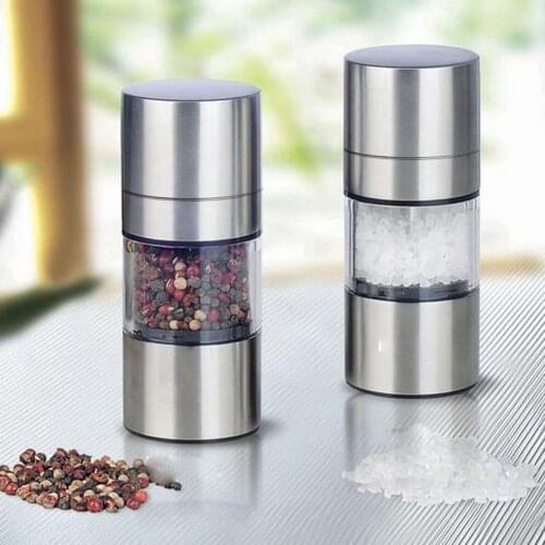 2 in 1 Seasoning Grinding Stainless Steel Manual Pepper Grinder Salt Pepper Mill Grinder Kitchen Tools Accessories for Cooking