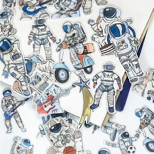24pcs/pack Kawaii Stationery Stickers Astronaut daily life Decal DIY Album Scrapbooking Seal Sticker Kawaii Stationery Gift