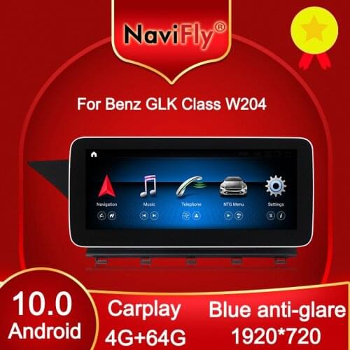 NaviFly Carplay DSP Android 10 Car DVD GPS for Mercedes Benz GLK Class X204 GLK220 GLK300 GLK350 GLK250 Blue anti-glare 1920*720
