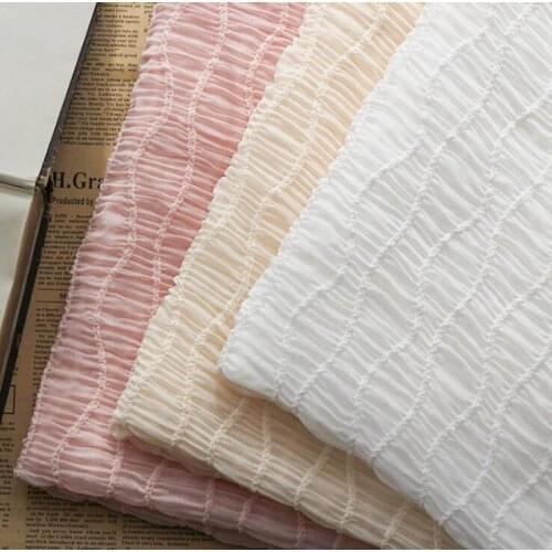 Breathable silk wrinkled wave curved strip hook embroidered fabric super stretch tulle fabric diy dress skirt womens clothing