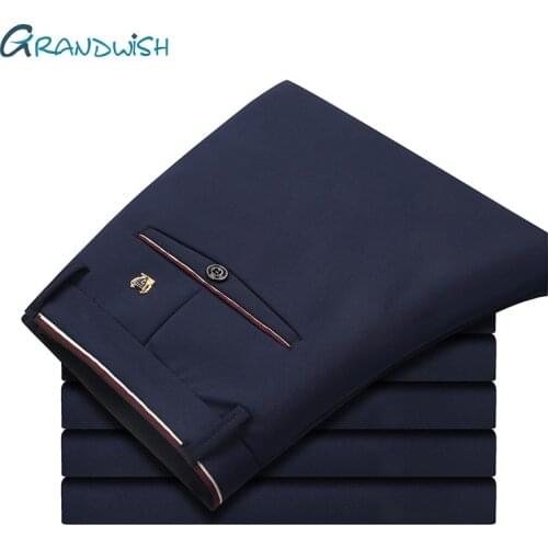 Grandwish Mens Slim Casual Pants Elasticity Business Stretch Trousers Male Brand Sequined Waterproof High Quality Pant;ZA469