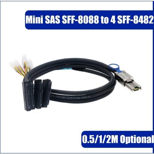 Instocknow!SAS SATA Cable Mini SAS 4X Mini SAS 26P SFF-8088 to 4 SFF-8482 SAS 29P SAS Power Cabe 0.5/1M