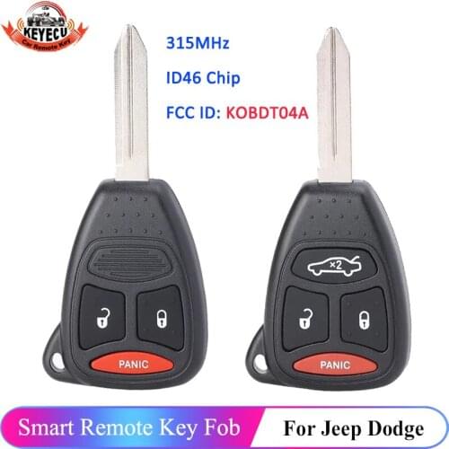 KEYECU Replacement 433MHz ID46 Remote Car Key Fob for Chrysler C300 Sebring PT Cruiser 2003-2007 fits OHT692713AA MSN5WY72XX