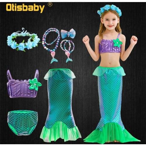 3pcs Sling Dress Panties Tail Girl Ariel Clothing Set Mermaid Princess Dress Kids Infants Ball Gown Summer Style Girls Swimsuit