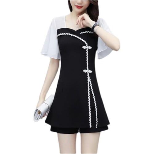 Two piece suit of modified cheongsam shorts