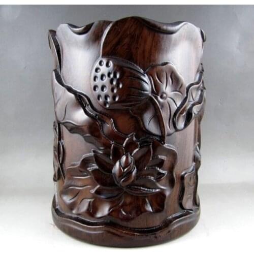 Hermoso chino único HuaLi madera tallada olla