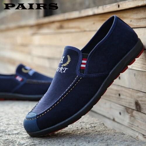 PAIRS Men Shoes 2019 Spring Men Casual Shoes Canvas Shoes Fashion Loafers Men Breathable Outdoor Male Shoes Black Slip-On PN076