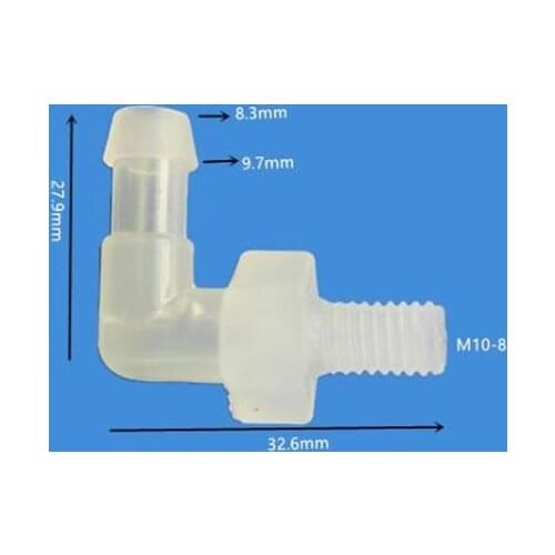 M10 Metric Thread to 8mm Pagoda Barbed Plastic Elbow Pipe Fitting Hose Connector L Type Water Tube Joint for Garden