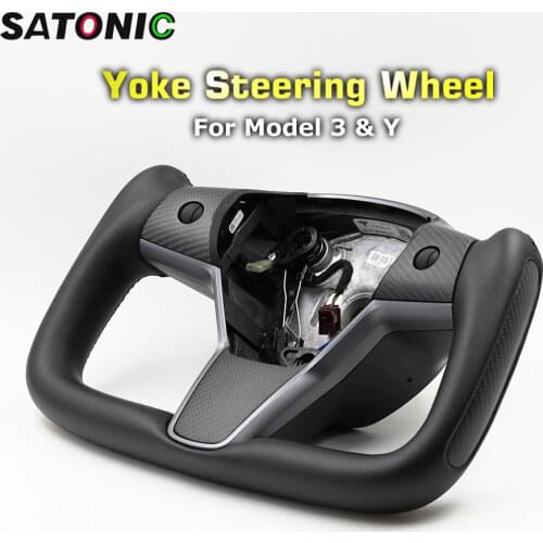 SATONIC Car Yoke Steering Wheel Vehicle Parts For Tesla Model 3 Y Carbon Fiber Finishing
