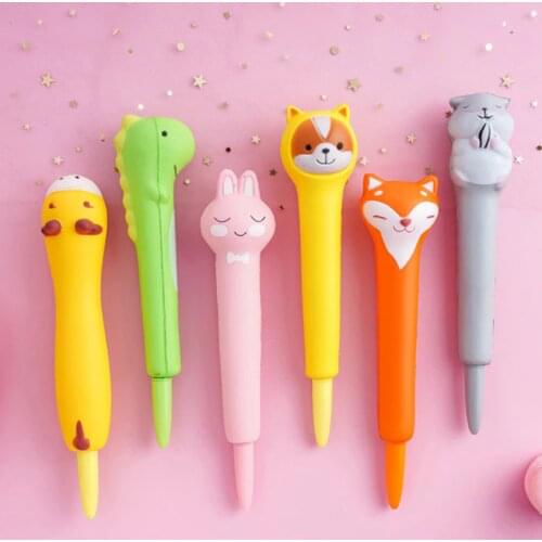 Kawaii Creative Cartoon Pressure Relief Gel Pen Cute Soft Sponge Animal Pen For Student Stationery Gift School Office Supplies