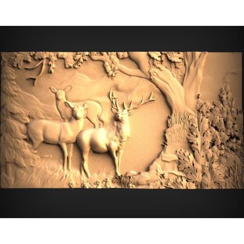STL Model Deer for CNC Router 3D Printer Artcam Aspire Bas Relief