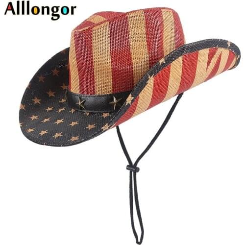 Western Cowboy Hats Men Fashion Striped Summer Women Sun Hat Vaquero Sombrero Hombre Cowgirl hat Country Chapeau Homme Panama