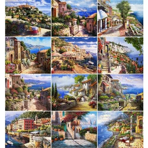 AZQSD DIY Painting By Numbers Seaside Landscape 40x50cm Coloring By Numbers Venice Picture For Living Room Home Decoration