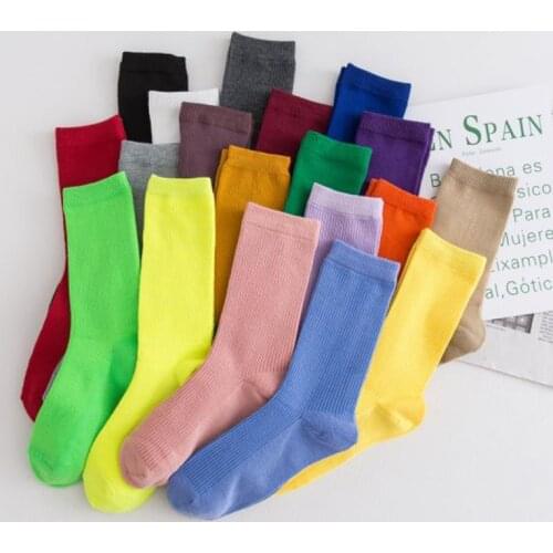 Fashion Japanese Harajuku Retro Women Cotton Loose Socks High School Girls Korean Style Knitting Solid Color Long