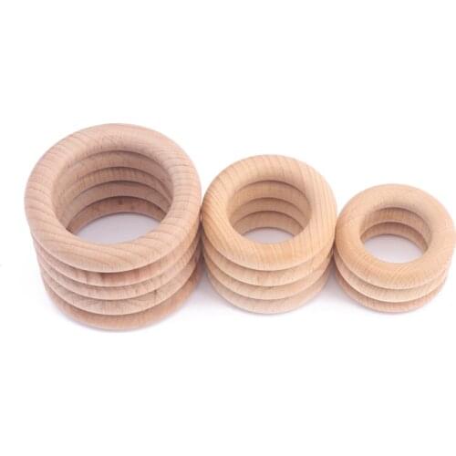 2020 New 50/55/70MM DIY Wooden Rings Food Grade Beech Wood Chew Jewelry for Baby Teether Accesories Wholesale