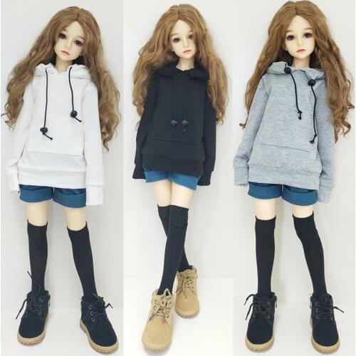 Doll Clothes Accessories Clothes 1/3 1/4 1/6 SD BJD Sweatshirt Dolls White Cap Sweatshirts Black Cotton Thread Toys For Children