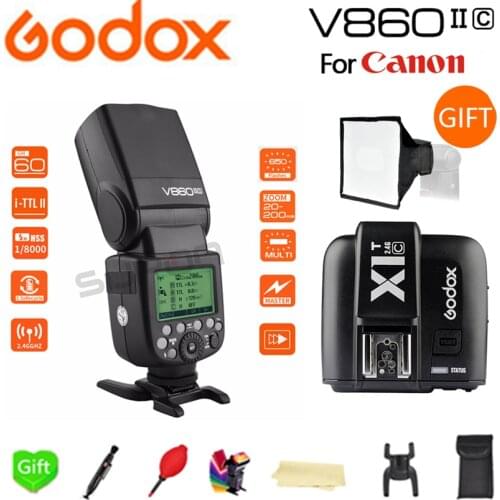 Paypal Accpect, Godox V860II V860II-C E-TTL HSS 1/8000s Li-on Battery Speedlite Flash for Canon Camera+ X1T-C Trigger
