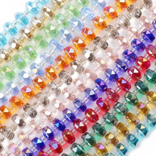 ZHBES 8x6mm 50pcs Flat Round Wheel shape Austrian crystal Spacer AB Colour Loose Beads For DIY Jewelry Making Bracelet Findings
