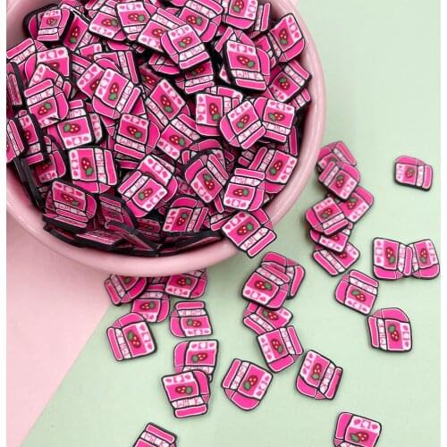 50g 1cm Cartoon Strawberry Milk Box Slices Polymer Clay Sprinkles for Slime Filling Accessories DIY Resin Filler Decortion Craft