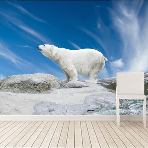 Custom 3D mural,Bears Polar Sky Animals Nature papel de parede, living room sofa tv wall children bedroom large wallpaper murals